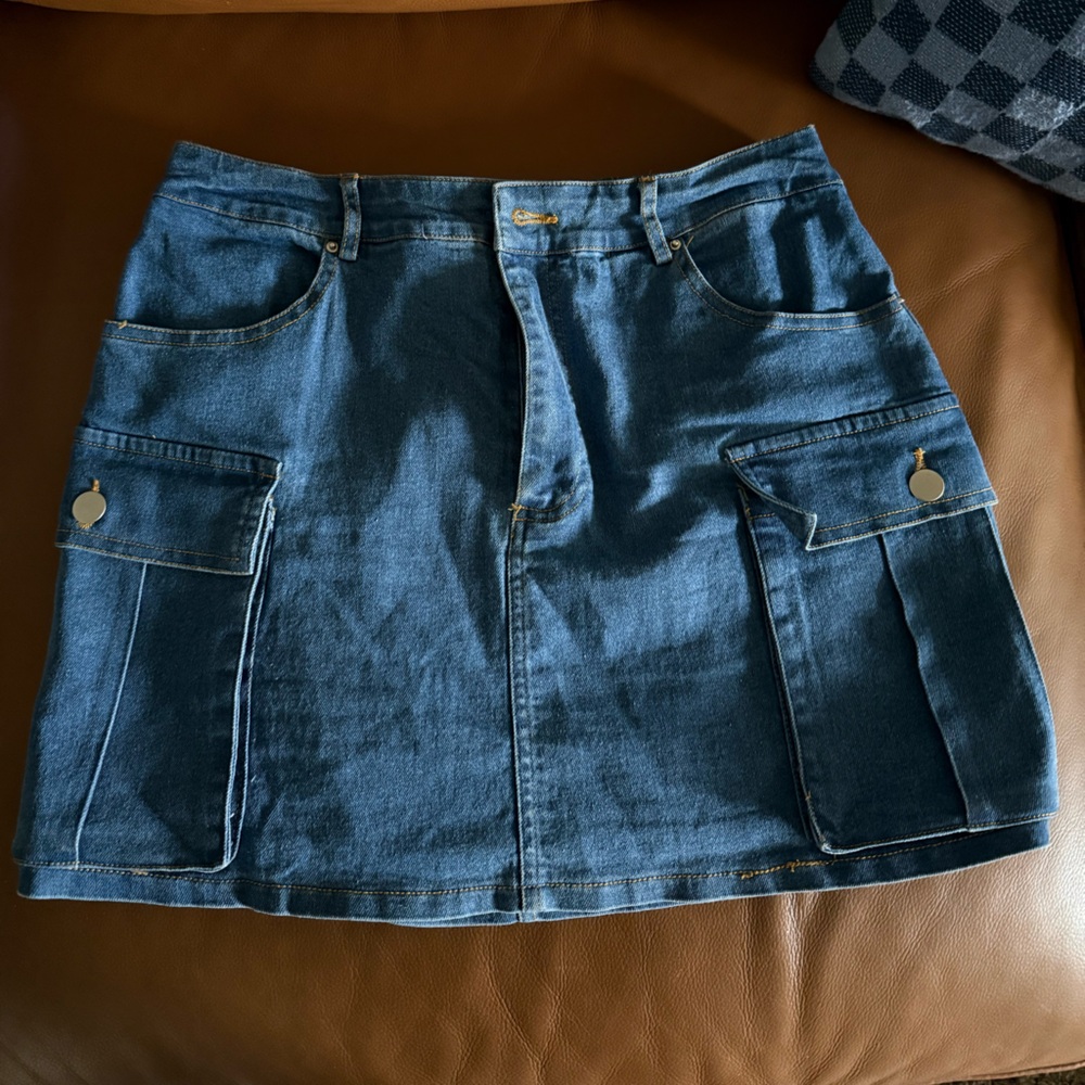 Better Be Blue Mini Skirt with Ruffled Waistband